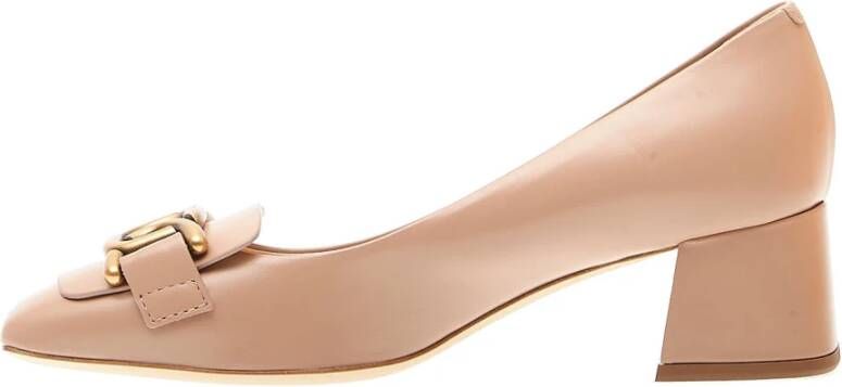 TOD'S Nude Leren Pump met 50mm Hak Pink Dames