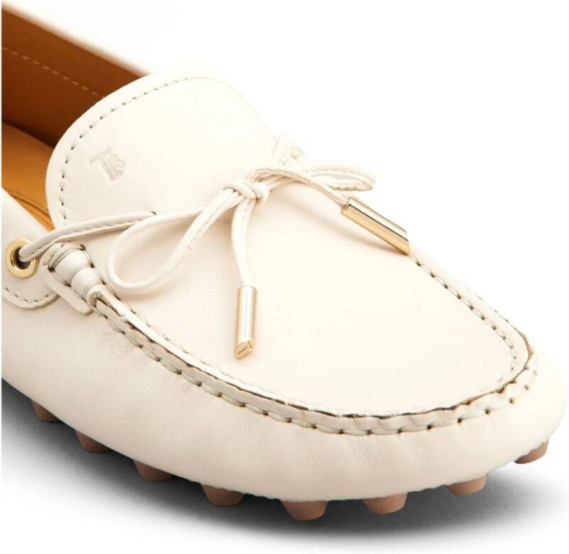 TOD'S Off White Leren Bubble Loafers White Dames