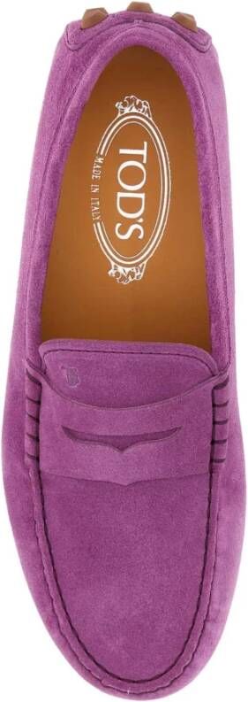 TOD'S Paarse suède Gommino loafers Purple Dames