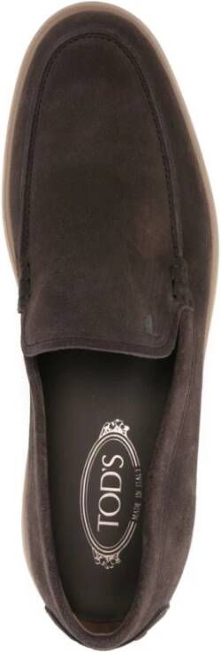 TOD'S Bruine Suède Mocassin Platte Schoenen Brown Heren