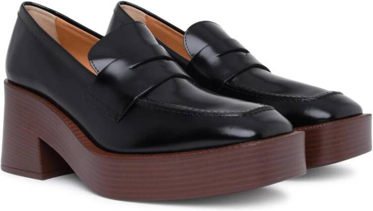 TOD'S Met de hand gestikte leren platformloafer Zwart Dames