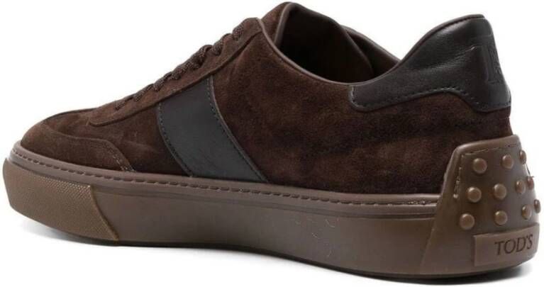TOD'S Sneakers van suède met rubberdetail Brown Heren