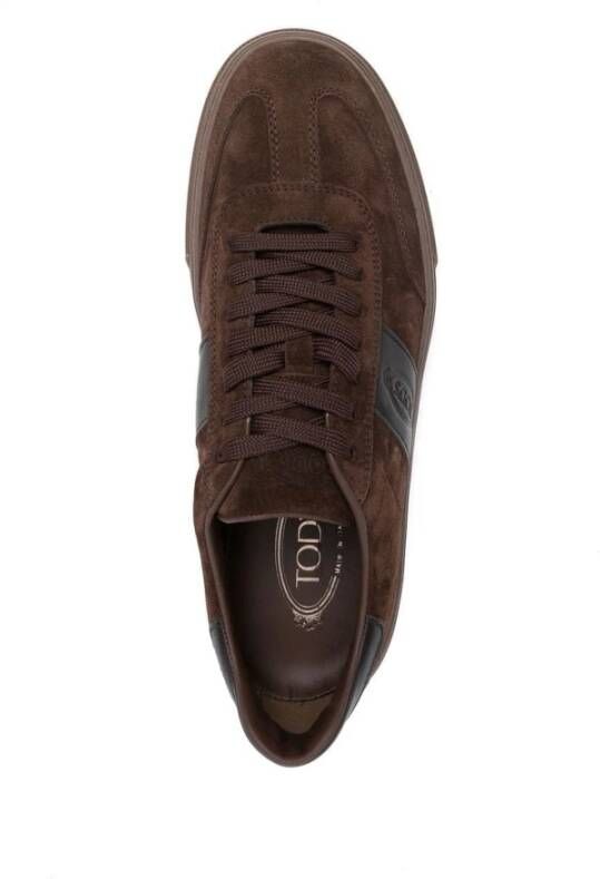 TOD'S Sneakers van suède met rubberdetail Brown Heren