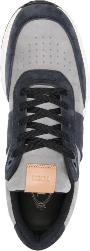 TOD'S Blauwe Leren Gesloten Platte Sneakers Multicolor Heren