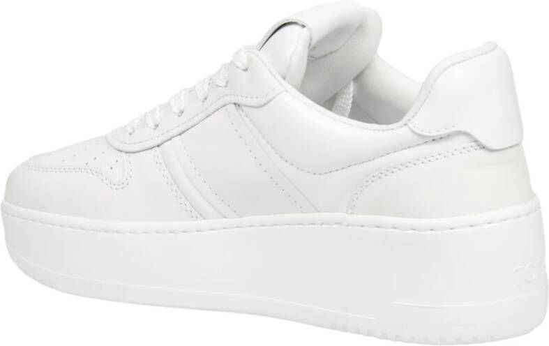 TOD'S Witte Leren Sneakers met Rubberen Zool White Dames
