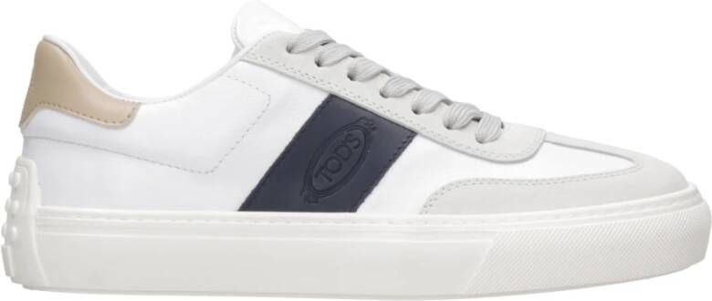 TOD'S Witte Leren Sneakers met Suède Inzetstukken Wit Heren