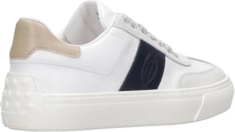 TOD'S Witte Leren Sneakers met Suède Inzetstukken Wit Heren