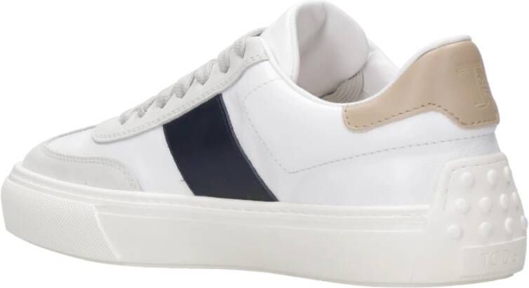 TOD'S Witte Leren Sneakers met Suède Inzetstukken Wit Heren