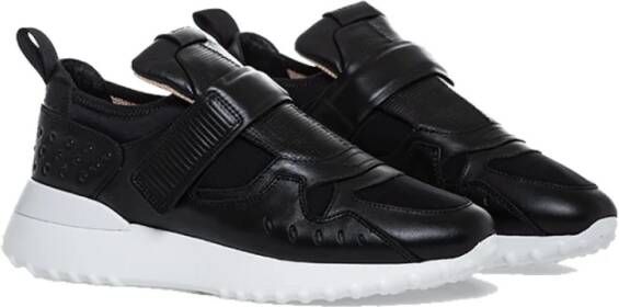 TOD'S Gewatteerde Sportieve Lage Sneakers met Klittenband Zwart Dames