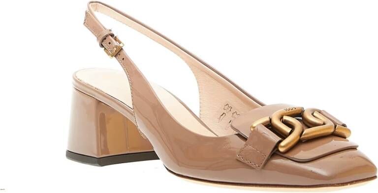 TOD'S Soft Tortora Slingback met Gouden Gesp Beige Dames