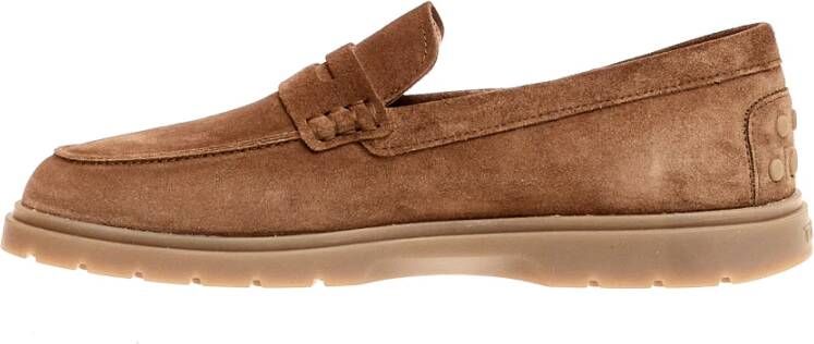 TOD'S Bruine Suède Loafers Moderne Stijl Brown Heren