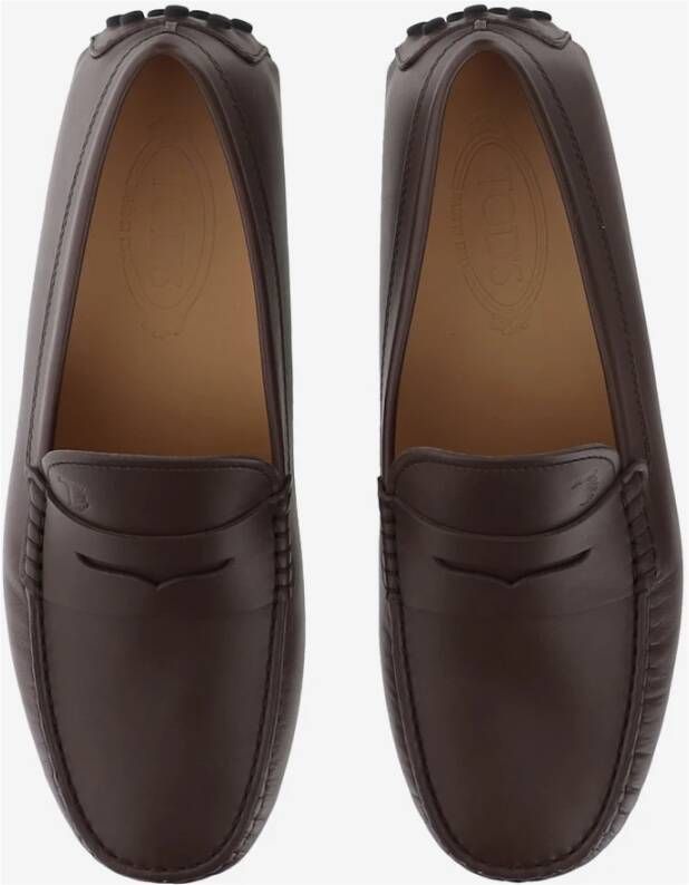 TOD'S Handgemaakte leren loafers met logodetail Brown Heren