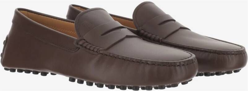 TOD'S Handgemaakte leren loafers met logodetail Brown Heren