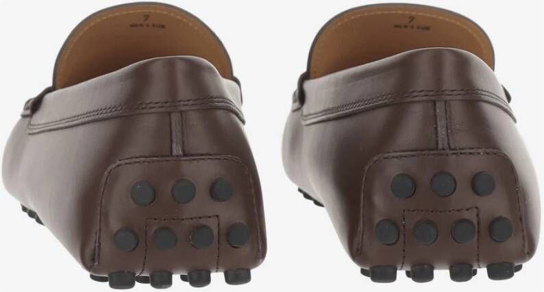 TOD'S Handgemaakte leren loafers met logodetail Brown Heren