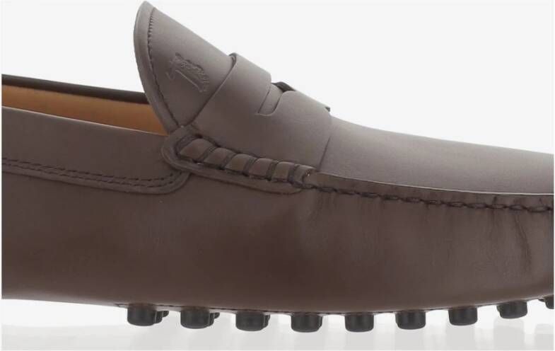 TOD'S Handgemaakte leren loafers met logodetail Brown Heren