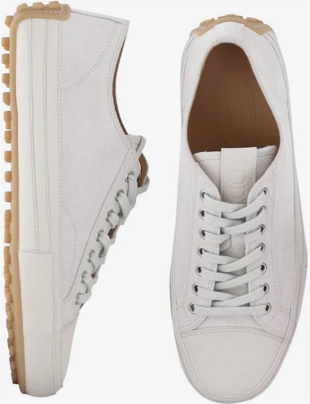 TOD'S Suède Leren Sneakers Wit Ronde Neus White Heren