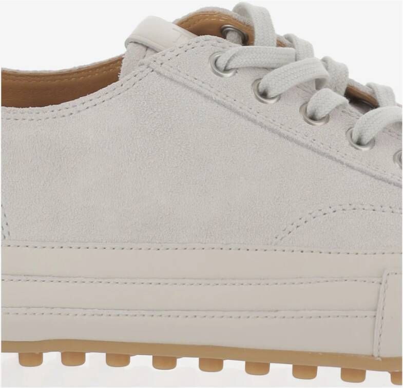 TOD'S Suède Leren Sneakers Wit Ronde Neus White Heren