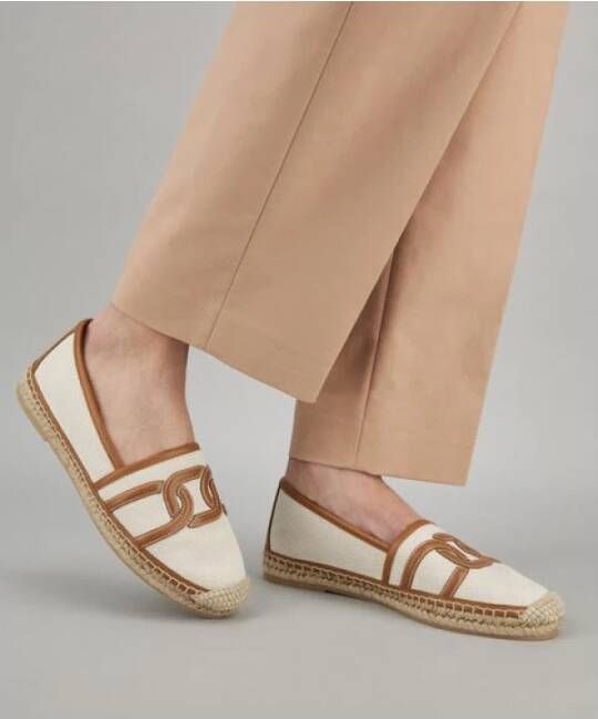 TOD'S Stoffen Espadrille Wit Bruin Beige Dames