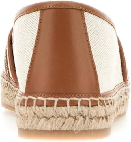 TOD'S Stoffen Espadrille Wit Bruin Beige Dames