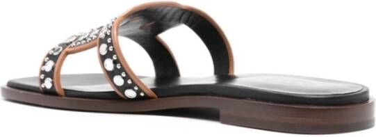 Tod's Studded Leren Sandalen met Uitgesneden Logo