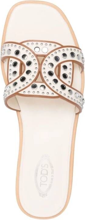 TOD'S Studded Leren Sandalen White Dames