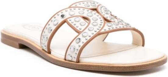 TOD'S Studded Leren Sandalen White Dames