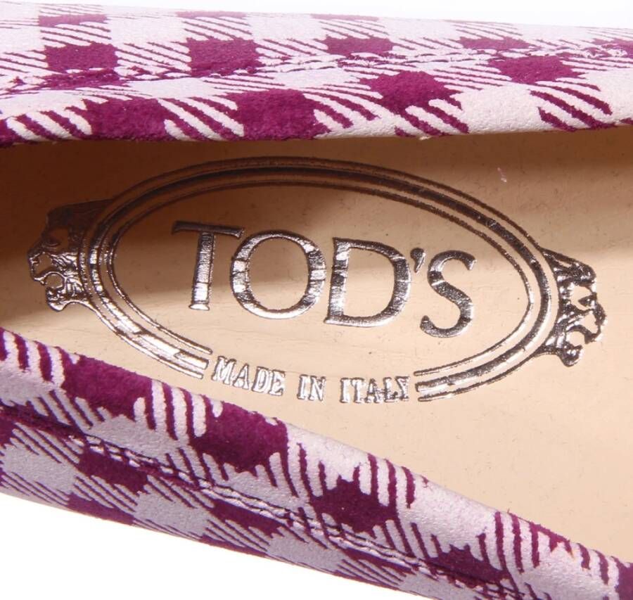 Tod's Suede Check Loafer in Magenta