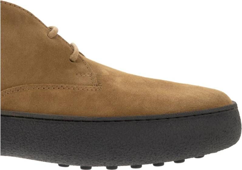 TOD'S Suede Enkellaarzen met Vintage Effect Brown Heren