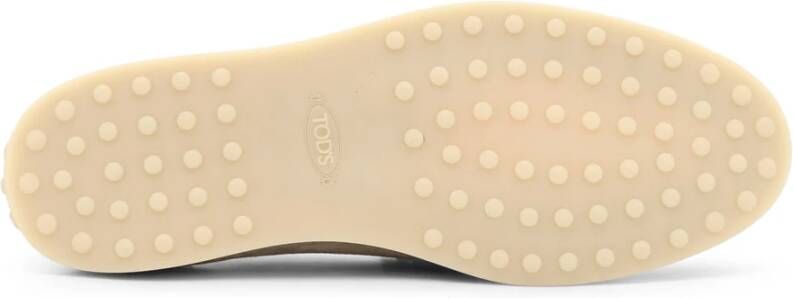 TOD'S Suède Loafer met Gegraveerd Logo Beige Heren