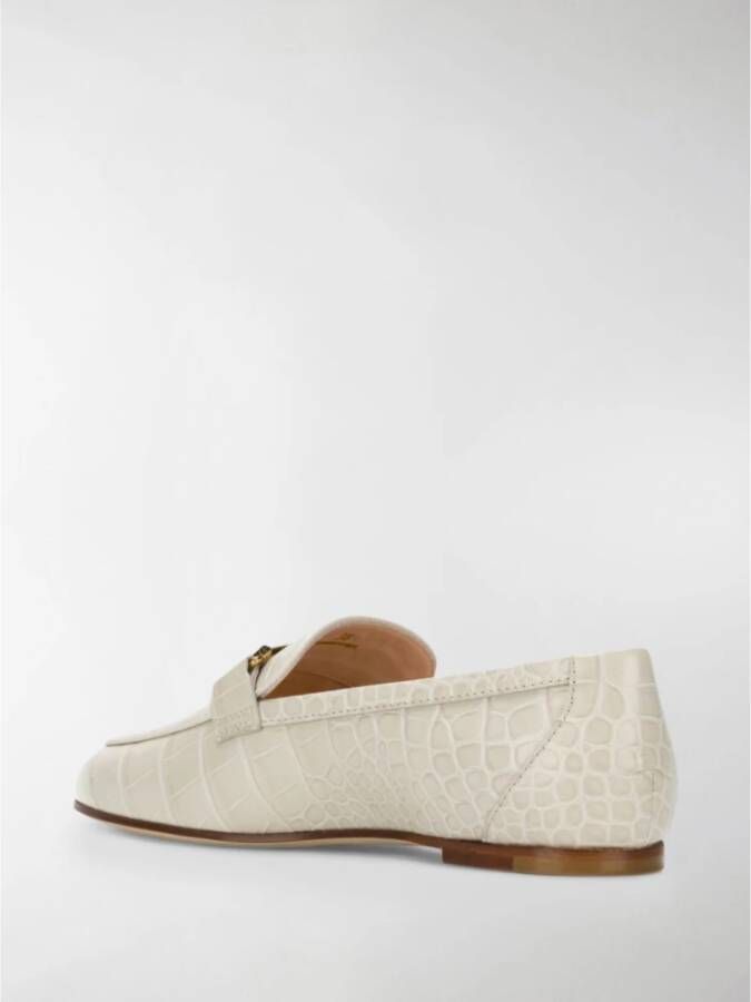 TOD'S Witte Coco Print Loafers Beige Dames