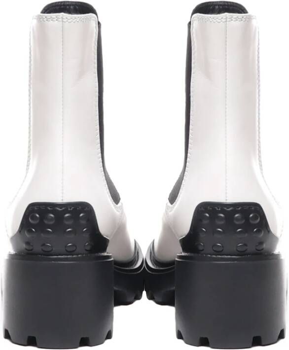 TOD'S Witte kalfsleren laarzen met tabblad White Dames