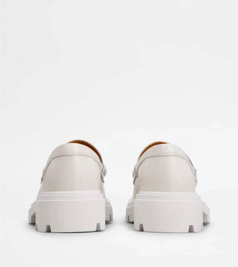 TOD'S Witte leren franje loafer White Dames