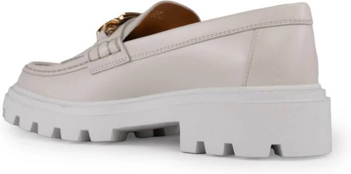 TOD'S Witte leren instap franje schoenen White Dames