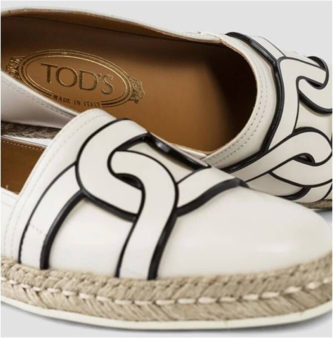 Tod's Witte leren ketting espadrilles