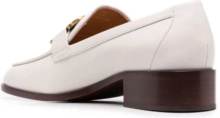TOD'S Witte leren loafers met metalen ketting White Dames
