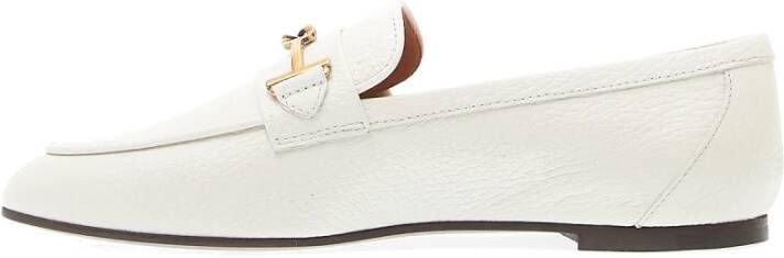 TOD'S Witte Leren Mocassin met Gesp White Dames