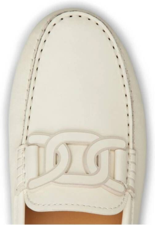 TOD'S Witte Leren Schoenen met Kettingmotief White Dames