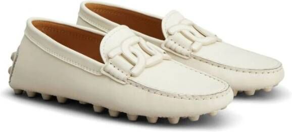 TOD'S Witte Leren Schoenen met Kettingmotief White Dames