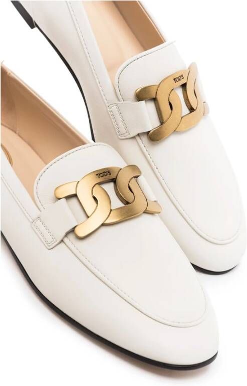 TOD'S Witte platte schoenen met kettingdetail White Dames