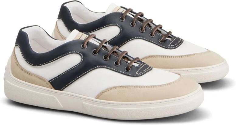 TOD'S Witte platte sneakers met leren details White Heren