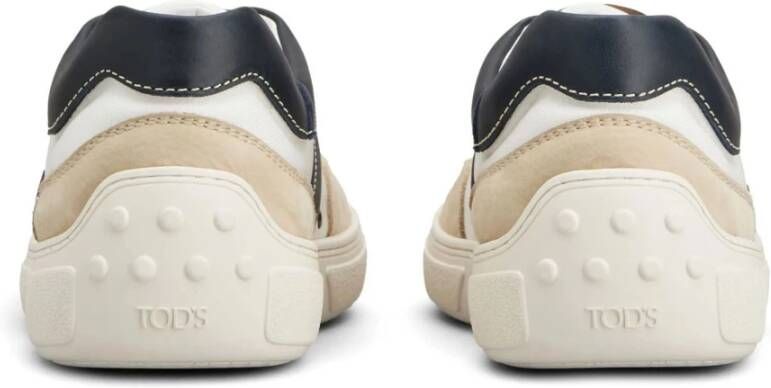 TOD'S Witte platte sneakers met leren details White Heren