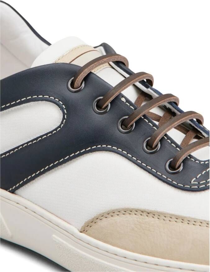TOD'S Witte platte sneakers met leren details White Heren