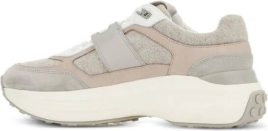 Tod's Witte Sneakers met Stof en Leren Details