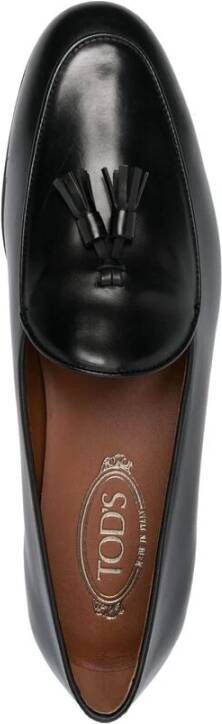 TOD'S Zwart Leren Kwast Detail Amandel Teen Black Heren