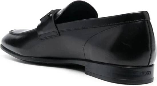 TOD'S Zwarte Double T Leren Loafers Black Heren