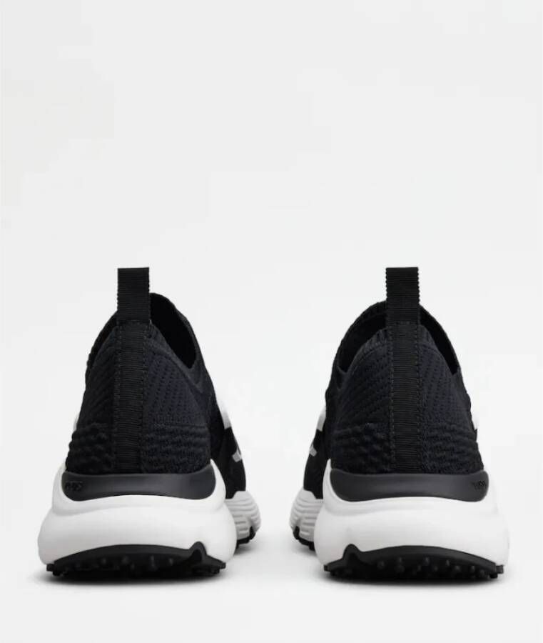 TOD'S Zwarte Gebreide Sneakers met Grosgrain Details Black Dames