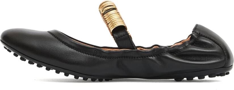 Tod's Zwarte Leren Ballerina's Elegante Stijl