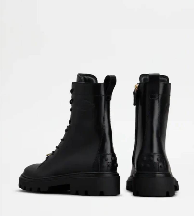Tod's Zwarte leren combat boots met ketting