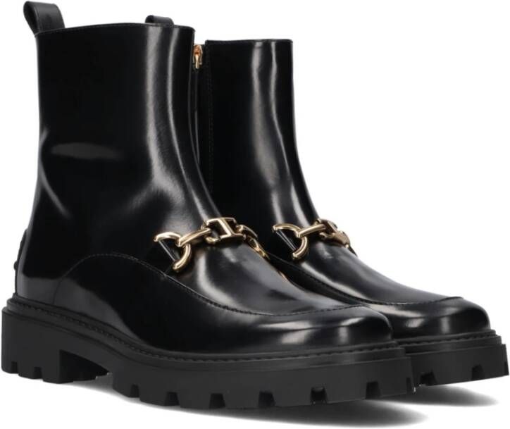 Tod's Zwarte Leren Dames Enkellaarzen