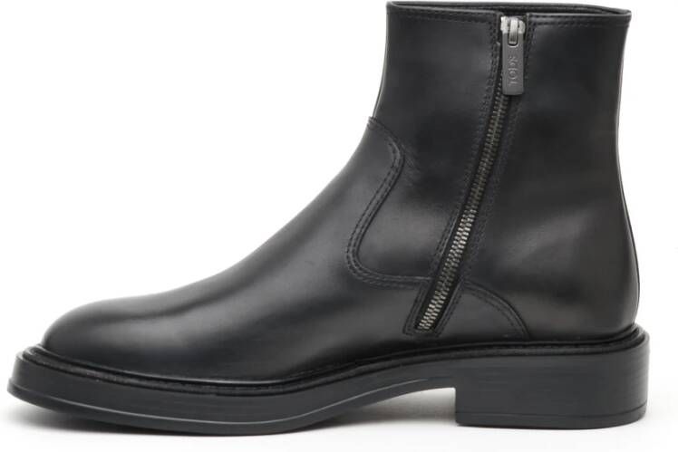 Tod's Zwarte leren enkellaars met rits